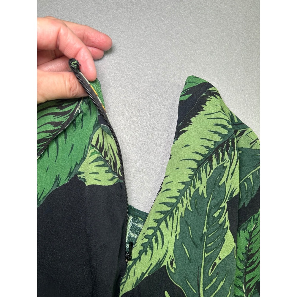 Beach Riot Wide Leg Pants Womens Medium Black Green Tropical Palm Leaf Print - Picture 7 of 9